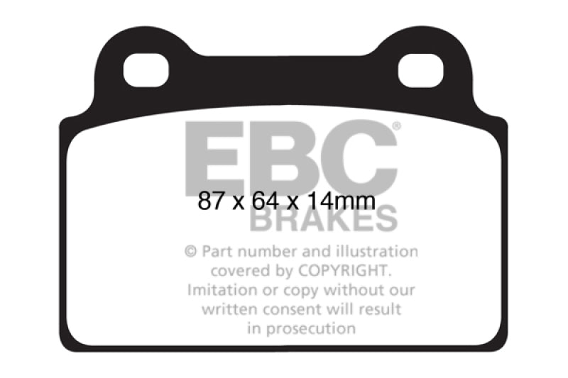 EBC 08-16 Mitsubishi Lancer Evo 10 2.0 Turbo (1 piece rotor) Yellowstuff Rear Brake Pads