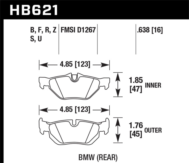 Hawk 2011-2011 BMW 125i HPS 5.0 Rear Brake Pads
